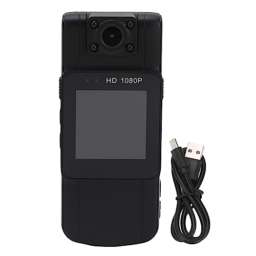 Cocoarm 1080P -Körperkamera, um 180 Grad Drehbares Objektiv, Infrarot-Nachtsicht, Bewegungserkennung, 1,54-Zoll-Display, Tragbare Kamera mit Anti-Shake-Sport-Rückenclip von Cocoarm