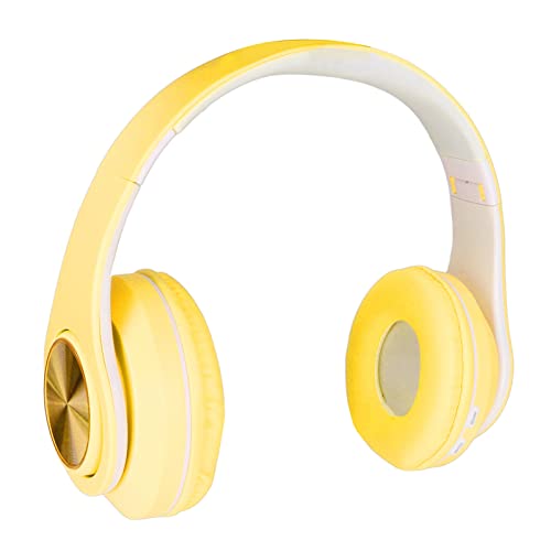 Cocoarm Wireless Kopfhörer Headset über Dem Ohr mit 40 -mm -Lautsprechereinheit BT 5.0 Chip Faltbares Design Buntes Atemlicht für PC -Laptop -Tablet -Mobiltelefon (Yellow) von Cocoarm