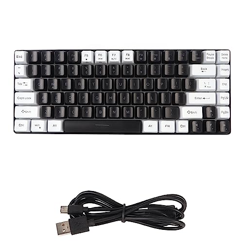 Gaming-Tastatur, 84 Tasten, Mechanische Tastatur, Leise, RGB-Hintergrundbeleuchtung, Kabelgebundene Tastatur, Ergonomisch Gebogene Tastatur mit Mechanischem Gefühl und (Black) von Cocoarm
