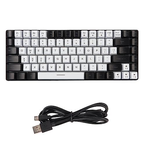 Gaming-Tastatur, 84 Tasten, Mechanische Tastatur, Leise, RGB-Hintergrundbeleuchtung, Kabelgebundene Tastatur, Ergonomisch Gebogene Tastatur mit Mechanischem Gefühl und (White) von Cocoarm