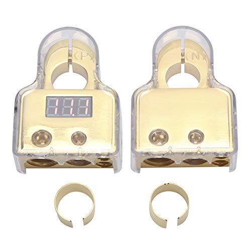 Genaue Spannungsüberwachung, Effiziente Konnektivität, Hochwertige Automatenanschlüssekit mit Einem Voltmeter -Indikator für Yachten, Autos, LKWs, Wohnmobile mit Voltmeter -Indikator (A (golden)) von Cocoarm