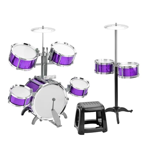 Jazz -Drum -Set, 7 Schlagzeug mit Stuhl, Musikalisches Percussion Instrument für Anfänger, aus Verdicktem Material Gefertigt (BLUE) von Cocoarm