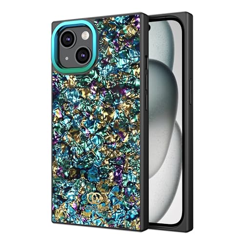 Cocomii Rechteckige Hülle kompatibel mit iPhone 15 Plus – Opaleszierende Perle, Kameraschutz, glänzend, Damen, Mädchen, Männer, Schutzhülle für iPhone 15 Plus 6,7 Zoll, Smaragd von Cocomii