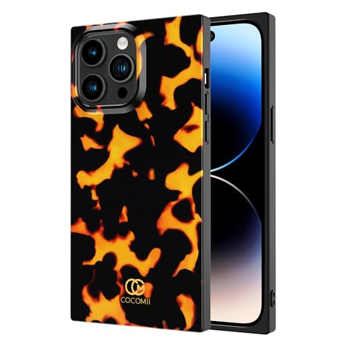 Cocomii Quadratische iPhone 13 Pro Hülle,Quadratisches Tier,Schlank,Leicht,Schwarz & Bernstein Flaming Turtle Shell Schildkröte Print,Luxus Cover Kompatibel mit Apple iPhone 13 Pro (Schildkröte) von Cocomii