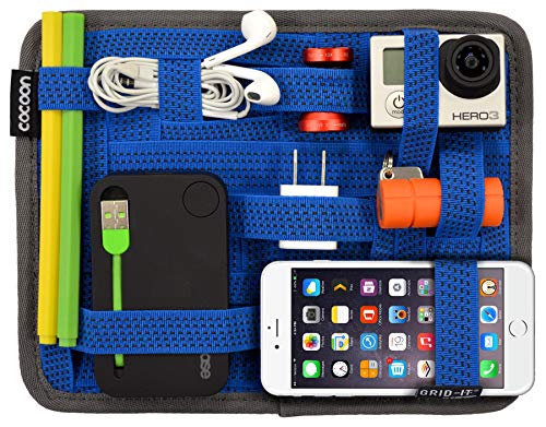 Cocoon GRID-IT - 7-9" iPad Zubehör & Organizer mit elastischen Bändern / Praktischer Organizer für Aktentasche / Organisationssystem für Tablets mit Schlaufe & inkl. Mouse Pad – Blau / 18,4x1x23,5 cm von Cocoon