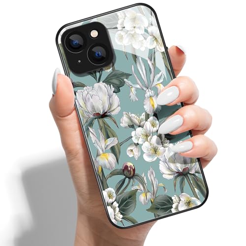 Handyhülle für iPhone 12 Pro Max 6.7 HD Glas PC Hardcase Drucken Rückseite mit Silikon Hülle Schutzhülle Case Cover Muster Design für Mädchen Jungen - Weiße Blumen Handyhülle für iPhone 12 Pro Max 6.7 HD Glas PC Hardcase Drucken Rückseite mit Silikon Hülle Schutzhülle Case Cover Muster Design für Mädchen Jungen - Weiße Blumen von Coeyes