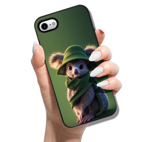 Handyhülle für iPhone SE (2022) / SE 2020/8 / 7 Hülle Silikon Muster Motiv für Mädchen Jungen Cover Weich TPU Etui Tasche Cover Bumper Schutzhülle Case - Hut Koala von Coeyes