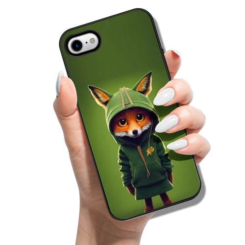 Handyhülle für iPhone SE (2022) / SE 2020/8 / 7 Hülle Silikon Muster Motiv für Mädchen Jungen Cover Weich TPU Etui Tasche Cover Bumper Schutzhülle Case - Kleid Fuchs von Coeyes