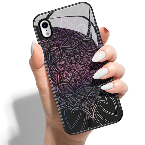 Handyhülle für iPhone X XS 5.8 HD Glas PC Hardcase Drucken Rückseite mit Silikon Hülle Schutzhülle Case Cover Muster Design für Mädchen Jungen - Traum-Mandala von Coeyes