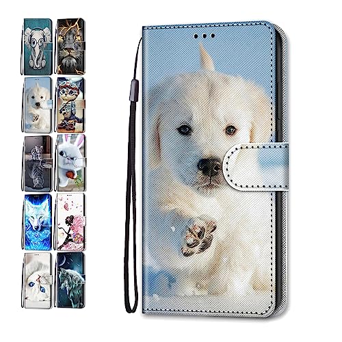Hülle für Huawei P30 Pro Leder Tasche Flip Case Mädchen Jungs Muster Design Etui Schutzhülle Cover Handyhülle - Hund von Coeyes