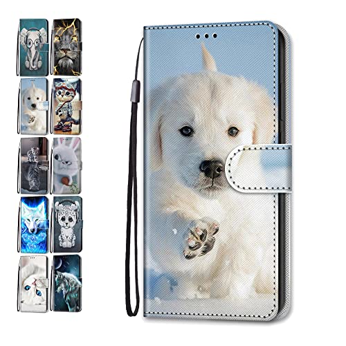 Hülle für Xiaomi Redmi Note 12 / Poco X5 5G Leder Tasche Flip Case Mädchen Jungs Muster Design Etui Schutzhülle Cover Handyhülle - Hund von Coeyes