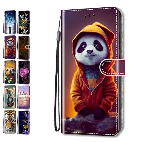 Hülle für iPhone 13 Pro 6.1 Muster Pattern 3D Print Design Leder Tasche Flip Case Mädchen Jungs Cover Handyhülle - Panda Hülle für iPhone 13 Pro 6.1 Muster Pattern 3D Print Design Leder Tasche Flip Case Mädchen Jungs Cover Handyhülle - Panda von Coeyes