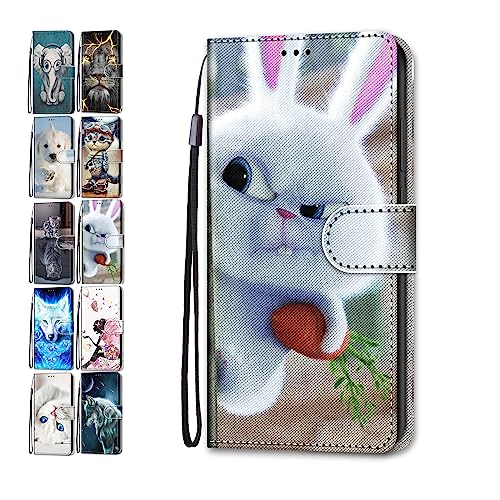 Hülle für iPhone 15 6.1 Leder Tasche Flip Case Mädchen Jungs Muster Design Etui Schutzhülle Cover Handyhülle - Kaninchen von Coeyes