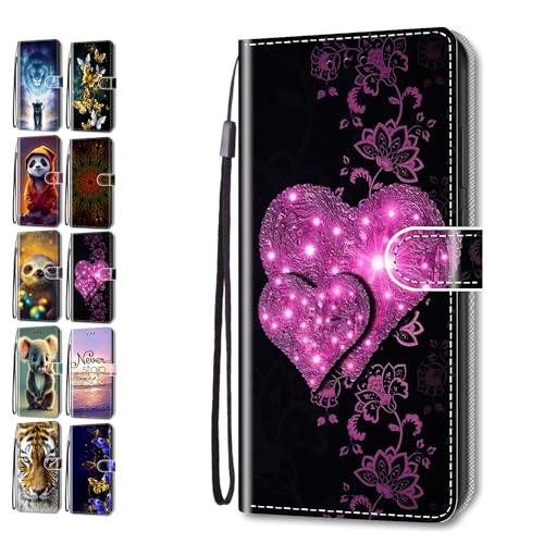Hülle für iPhone XR 6.1 Muster Pattern 3D Print Design Leder Tasche Flip Case Mädchen Jungs Cover Handyhülle - Rosa Herzen Hülle für iPhone XR 6.1 Muster Pattern 3D Print Design Leder Tasche Flip Case Mädchen Jungs Cover Handyhülle - Rosa Herzen von Coeyes