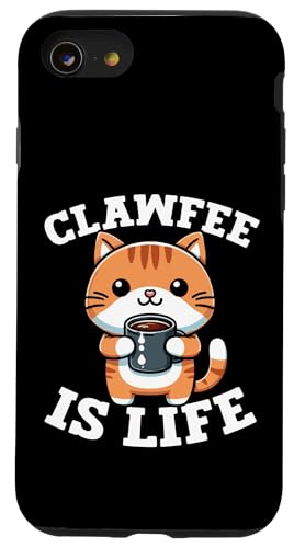 Coffee Cat Süße Grafik für Katzenliebhaber, Design Coffee Lover Hülle für iPhone SE (2020) / 7 / 8 von Coffee Cat Designs for Men Women