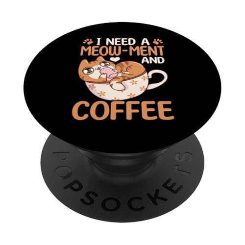 Lustige süße Katze mit Kaffee-Katzen-Grafik PopSockets Klebender PopGrip Lustige süße Katze mit Kaffee-Katzen-Grafik PopSockets Klebender PopGrip von Coffee Cat Designs for Men Women