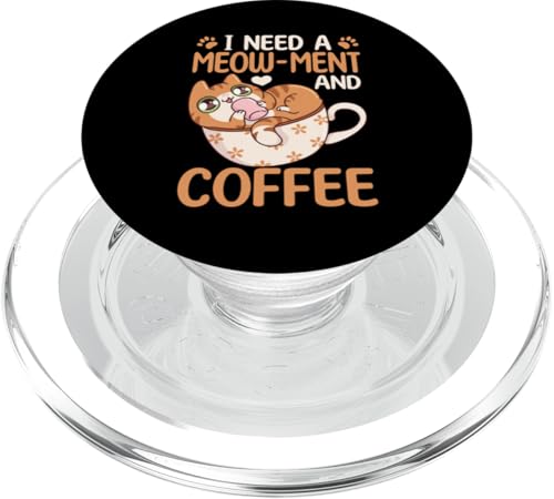 Lustige süße Katze mit Kaffee-Katzen-Grafik PopSockets PopGrip für MagSafe von Coffee Cat Designs for Men Women