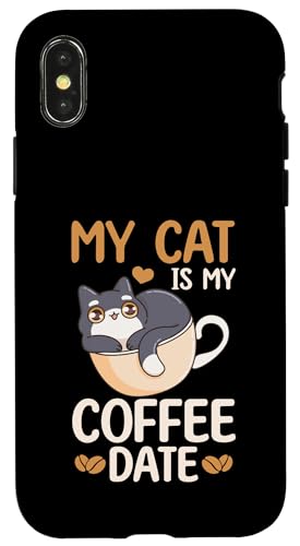 Süßes Design mit Kaffeekatze, lustig für Katzenliebhaber, Kaffee-Date Hülle für iPhone X/XS Süßes Design mit Kaffeekatze, lustig für Katzenliebhaber, Kaffee-Date Hülle für iPhone X/XS von Coffee Cat Designs for Men Women
