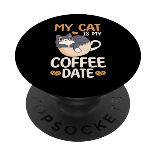 Süßes Design mit Kaffeekatze, lustig für Katzenliebhaber, Kaffee-Date PopSockets Klebender PopGrip Süßes Design mit Kaffeekatze, lustig für Katzenliebhaber, Kaffee-Date PopSockets Klebender PopGrip von Coffee Cat Designs for Men Women