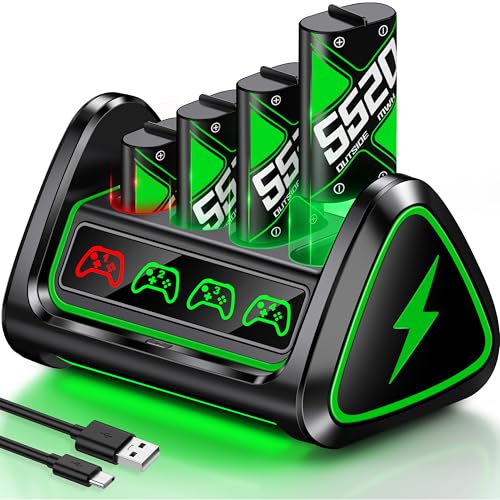 Akku für Xbox Controller mit 4 x 5520 mWh Akkupack für Xbox One/Xbox Series X/S, Controller Ladestation Wiederaufladbarer Akkupack für Xbox One mit USB Anschluss zum Laden von CoguyTech