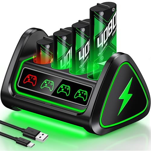 Controller Akku für Xbox mit 4 x 4080 mWh wiederaufladbarem Akkupack für Xbox One/Xbox Series X/S, Controller Ladedock Akkupack für Xbox One mit Touch Control Schalter Controller Akku für Xbox mit 4 x 4080 mWh wiederaufladbarem Akkupack für Xbox One/Xbox Series X/S, Controller Ladedock Akkupack für Xbox One mit Touch Control Schalter von CoguyTech