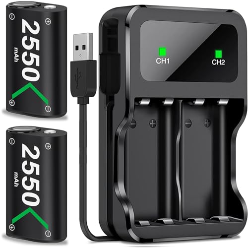 Controller Akkupack für Xbox mit 2X 5520mAh wiederaufladbar Akku für Xbox One/Xbox Series X/S Elite, Ladestation für Xbox One mit 60% Schnelllade USB Anschluss für Xbox Controller Battery von CoguyTech