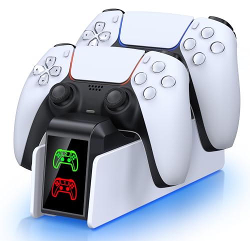 PS5 Controller Ladestation, Dual-Ladeständer zum Aufladen des für PS5 Elite Controllers, Charging Station für Aufladen von 2 PS5-Griffen, mit USB Anschluss/Speicher für PS5 Ladestation Zubehör von CoguyTech