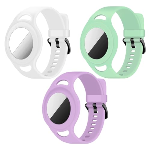 Coholl Silikon Airtag Anh?nger Silikonarmband, Passend für Apple AirTag, Anti-verloren，Gelten Rucksack, Kind oder Erwachsener, GPS Tracker Armband, (3 Stück) von Coholl