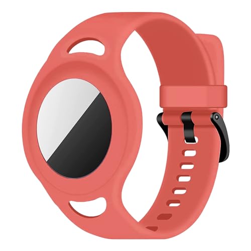 Coholl Silikon Airtag Armband Bracelet für Apple AirTag,Rucksäcke,für Kinder oder Erwachsene, Armband für GPS Tracker,Orange von Coholl