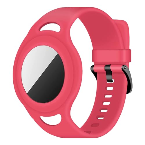 Coholl Silikon Airtag Armband Bracelet für Apple AirTag,Rucksäcke,für Kinder oder Erwachsene, Armband für GPS Tracker,dunkelrot von Coholl