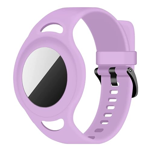 Coholl Silikon Airtag Armband Bracelet für Apple AirTag,Rucksäcke,für Kinder oder Erwachsene, Armband für GPS Tracker,lila von Coholl