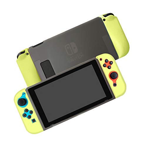 Coholl Silikon schutzhülle für Nintendo Switch, Griffabdeckung mit Stoßdämpfung und kratzfestem Design, trennbare Schutzhülle(Gelb + Grau) von Coholl