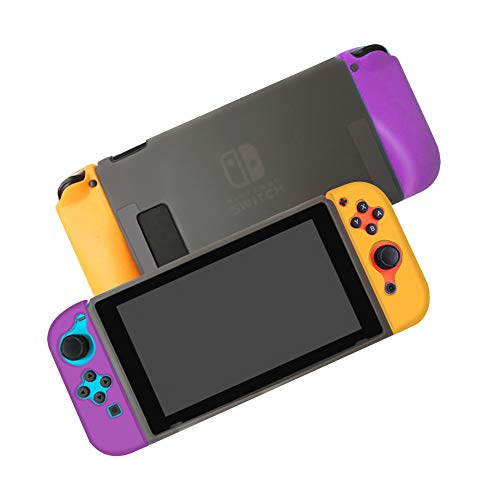 Coholl Silikon schutzhülle für Nintendo Switch, Griffabdeckung mit Stoßdämpfung und kratzfestem Design, trennbare Schutzhülle(Lila+ Grau+Oranget) von Coholl