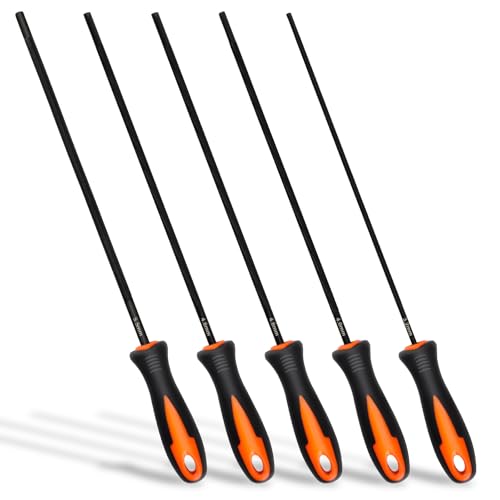 Coicok 5 Stück Feile für Kettensägen, Kettensägenschärfer, Feile zum Schärfen von Kettensägen, mit Griff, Größe 3,2 mm, 4,0 mm, 4,8 mm, 5,5 mm, geeignet zum Schärfen von Kettensägen mit Präzision Coicok 5 Stück Feile für Kettensägen, Kettensägenschärfer, Feile zum Schärfen von Kettensägen, mit Griff, Größe 3,2 mm, 4,0 mm, 4,8 mm, 5,5 mm, geeignet zum Schärfen von Kettensägen mit Präzision von Coicok