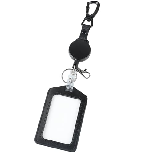 Coinarin Ausweishalter aus echtem Leder, einziehbarer Clip, robuster Karabiner, Schlüsselanhänger mit Stahlschnur, mattschwarz, 284 g Coinarin Ausweishalter aus echtem Leder, einziehbarer Clip, robuster Karabiner, Schlüsselanhänger mit Stahlschnur, mattschwarz, 284 g von Coinarin