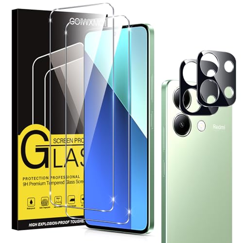 Coiwxmoi [2+2 Stück Panzer Schutz Glas für Xiaomi Redmi Note 13 4G(NO 5G), 2 Kameraschutz, 2 9H Härte Schutzfolie, Anti-Kratzen Displayschutzfolie,Full Screen Kamera Schutzglas für Note 13 4G 6,67" von Coiwxmoi