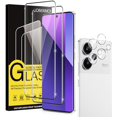 Coiwxmoi [2+2 Stück Panzer Schutz Glas für Xiaomi Redmi Note 13 Pro Plus/Note 13 Pro+ 5G, 2 Kameraschutz, 2 9H Härte Schutzfolie, Anti-Kratzen Displayschutzfolie,Full Screen Kamera Schutzglas 6.67" von Coiwxmoi