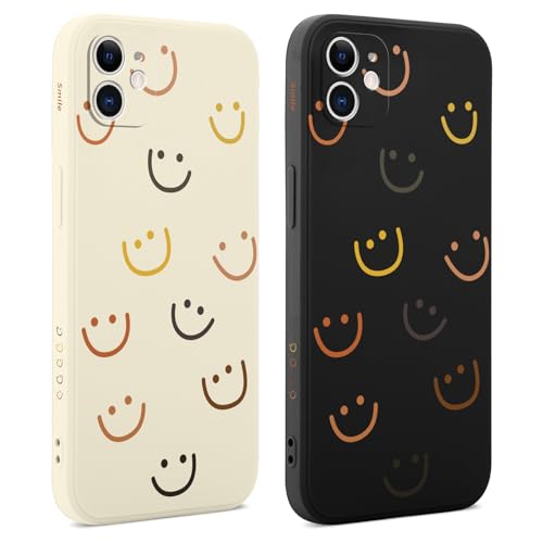 Coiwxmoi 2 Stück Handyhülle für iPhone 11 Hülle 6,1", Smiley Gesicht Aesthetic Muster Design Mädchen Frauen Handyhülle für iPhone 11, Ultra Dünn Weich Silikon TPU Stoßfest Kratzfest Schutzhülle von Coiwxmoi