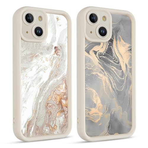 Coiwxmoi 2 Stück Handyhülle für iPhone 15 Hülle, Aesthetic Marmor Muster Design Mädchen Frauen Schutzhülle, Dünn Silikon Stoßfest Cover Erhöhte Displayränder Y2K Case für iPhone15 6,1", Schwarz von Coiwxmoi