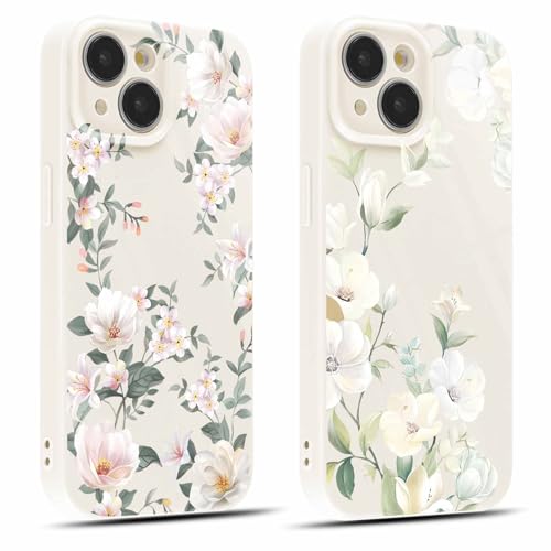 Coiwxmoi 2 Stück Handyhülle für iPhone 15 Hülle 6,1", Dünn Weich Silikon Schutzhülle mit Aesthetic Blumen Muster, Print Design für Frauen Mädchen Hülle, Stoßfest Kratzfest Case für iPhone15, Flower von Coiwxmoi