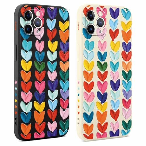 Coiwxmoi 2 Stück Hülle für iPhone 11 Pro 5,8 Zoll, Aesthetic Muster Design Mädchen Frauen Handyhülle, Weich Silikon Slim Motiv Stoßfest Case Kratzfeste Süßes Schutzhülle für iPhone 11 Pro, Herz 03 von Coiwxmoi