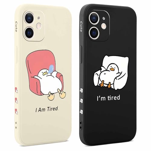 Coiwxmoi 2 Stück Hülle für iPhone 12 Mini 5,4 Zoll, Aesthetic Muster Design Mädchen Frauen Handyhülle, Weich Silikon Slim Motiv Stoßfest Case Kratzfeste Süßes Schutzhülle für iPhone 12 Mini, Ente von Coiwxmoi