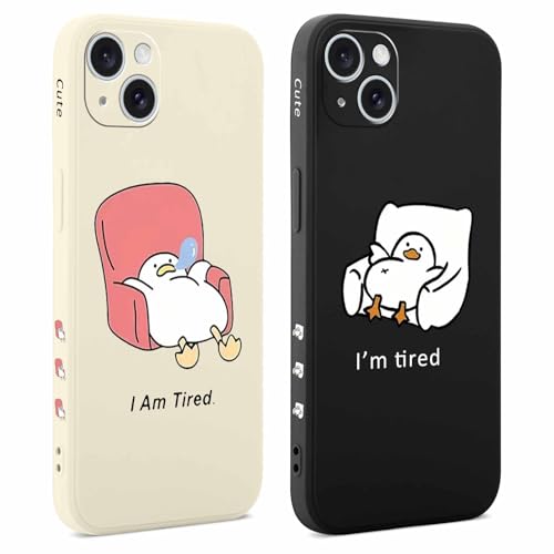 Coiwxmoi 2 Stück Hülle für iPhone 15 Plus 6,7 Zoll, Aesthetic Muster Design Mädchen Frauen Handyhülle, Weich Silikon Slim Motiv Stoßfest Case Kratzfeste Süßes Schutzhülle für iPhone 15 Plus, Ente von Coiwxmoi