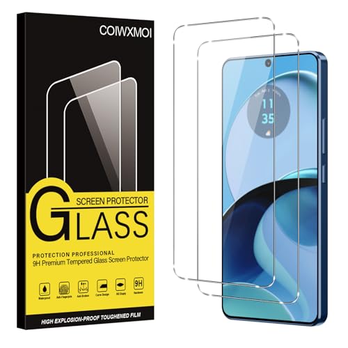 Coiwxmoi 2 Stück Panzer Schutz Glas für Motorola Moto G14 9H Härte Schutzfolie Schutzglas Ultra HD Transparent Displayschutzfolie Kratzfest Blasenfrei Anti-Fingerabdruck Hartglas Displayschutz von Coiwxmoi