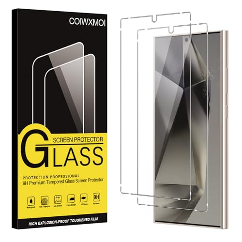 Coiwxmoi 2 Stück Panzer Schutz Glas für Samsung Galaxy S24 Ultra 9H Härte Schutzfolie Schutzglas Ultra HD Transparent Displayschutzfolie Kratzfest Blasenfrei Anti-Fingerabdruck Hartglas Displayschutz von Coiwxmoi