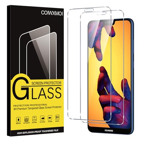 Coiwxmoi 2 Stück Schutzfolie für Huawei P20 Lite, 9H Härte Full Screen Schutzglas Ultra HD Transparent Displayschutzfolie Kratzfest Blasenfrei Anti-Fingerabdruck Hartglas Displayschutz von Coiwxmoi