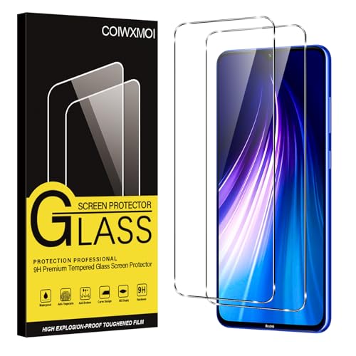 Coiwxmoi 2 Stück Schutzfolie für Xiaomi Redmi Note 8, Note 8 2021, Mi 9 Lite, 9H Härte Full Screen Schutzglas Ultra HD Displayschutzfolie Blasenfrei Anti-Fingerprint Displayschutz Panzerglas von Coiwxmoi