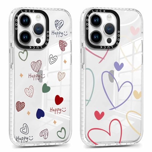Coiwxmoi 2 x Transparent Handyhülle für iPhone 13 Pro Max 6,7" Hülle,Aesthetic Bunt Herz Muster Durchsichtig Case Mädchen Frauen Schutzhülle, Weich Silikon TPU Stoßfeste Cover für iPhone 13 Pro Max,01 Coiwxmoi 2 x Transparent Handyhülle für iPhone 13 Pro Max 6,7" Hülle,Aesthetic Bunt Herz Muster Durchsichtig Case Mädchen Frauen Schutzhülle, Weich Silikon TPU Stoßfeste Cover für iPhone 13 Pro Max,01 von Coiwxmoi