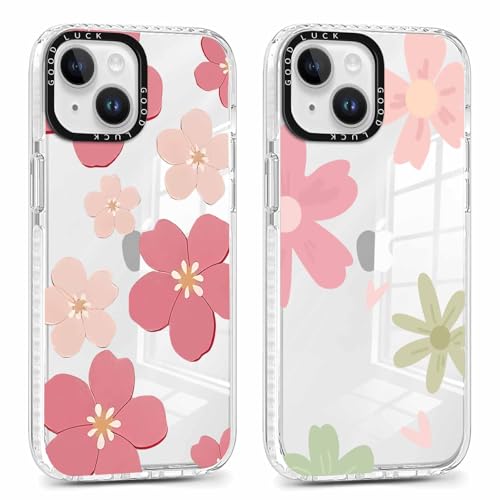 Coiwxmoi 2 x Transparent Handyhülle für iPhone 14/iPhone 13 6,1" Hülle, Aesthetic Blumen Muster Durchsichtig Case Mädchen Frauen Schutzhülle, Weich Silikon TPU Bumper Stoßfeste Cover für iPhone 14,03 Coiwxmoi 2 x Transparent Handyhülle für iPhone 14/iPhone 13 6,1" Hülle, Aesthetic Blumen Muster Durchsichtig Case Mädchen Frauen Schutzhülle, Weich Silikon TPU Bumper Stoßfeste Cover für iPhone 14,03 von Coiwxmoi