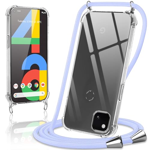Coiwxmoi Handykette Handyhülle für Google Pixel 4a 4G Hülle mit Band 5,81",Transparent Case mit Kette Abnehmbar zum Umhängen Kordel Schutzhülle,Weich Silikon TPU Stoßfest Cover für Google 4a 4G,Lila Coiwxmoi Handykette Handyhülle für Google Pixel 4a 4G Hülle mit Band 5,81",Transparent Case mit Kette Abnehmbar zum Umhängen Kordel Schutzhülle,Weich Silikon TPU Stoßfest Cover für Google 4a 4G,Lila von Coiwxmoi